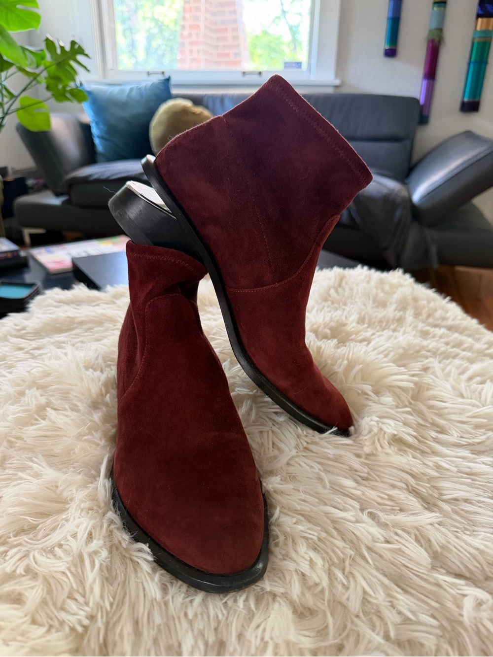 Alexander Wang Women's Suede Ankle Boots in Deep Burgundy